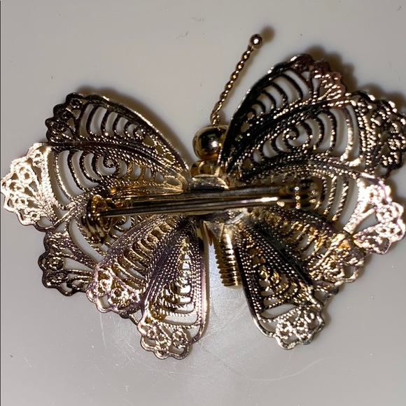 VINTAGE wired textured Gold Dragonfly Brooch - Picture 2 of 4